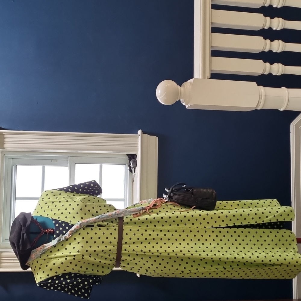 🌻 90s Faux Layered Maxi Dress Navy and Green